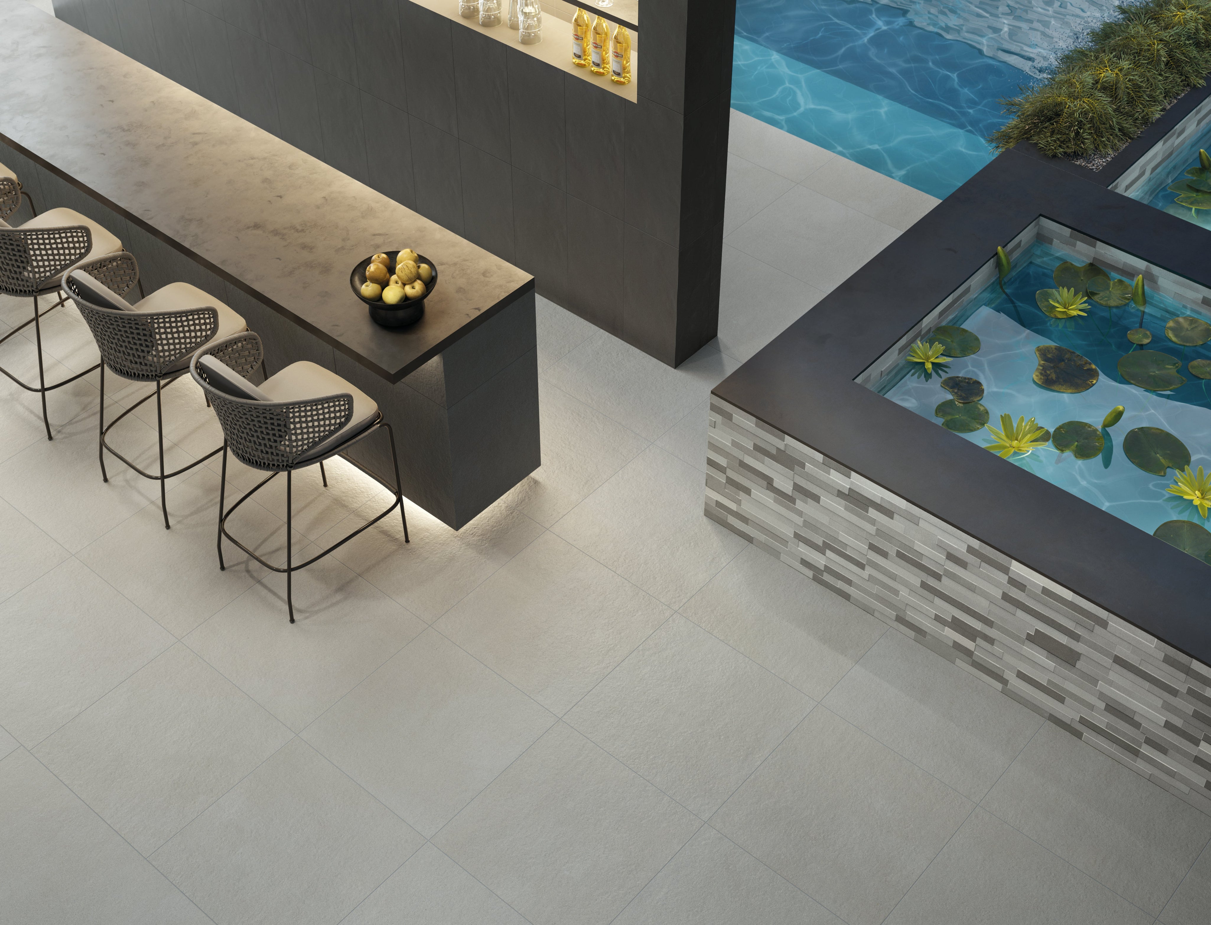 Luxury Bar with Poolside Tiles